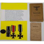 WW1 & WW2 German Soldbuchs and awards to the same man. He was awarded the Iron Cross 2nd class in