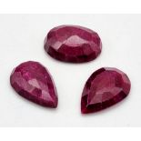 256.95ct Faceted Natural Colour Enhanced Ruby Gemstones Lot of 3 Pcs