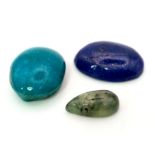 Lot of 3 Gemstones - 7.80ct Prehnite cabochon, 42.06ct Lapis Lazuli cabochon and a 42.50ct Turquoise