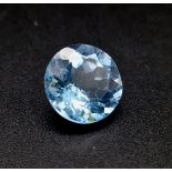 An 8.54ct round mixed cut Blue Topaz. IDT certified.