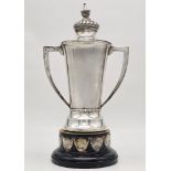 A 1937 Sterling Silver Lidded Football Trophy. Hallmarks for Sheffield - with a makers mark for