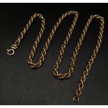 A Vintage 9K Yellow Gold Rope Twist Necklace. 44cm. 6g.