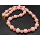 A Pink Pearl Shell and Pink Jade Bead Summer Necklace. Shell pearl - 12mm. Jade - 8mm. 46cm necklace