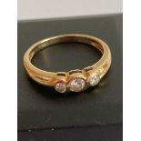 9 carat GOLD RING Having three sparkling Zirconias set to top. Full UK Hallmark. Complete with