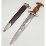 3rd Reich SA Dagger. Nice early 1933 example made by Anton Wingen Jr Solingen. Gau Marked “NO” for