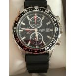 Gentlemans Quartz PULSAR CHRONOGRAPH YM62-X229. Finished in stainless steel with black face and