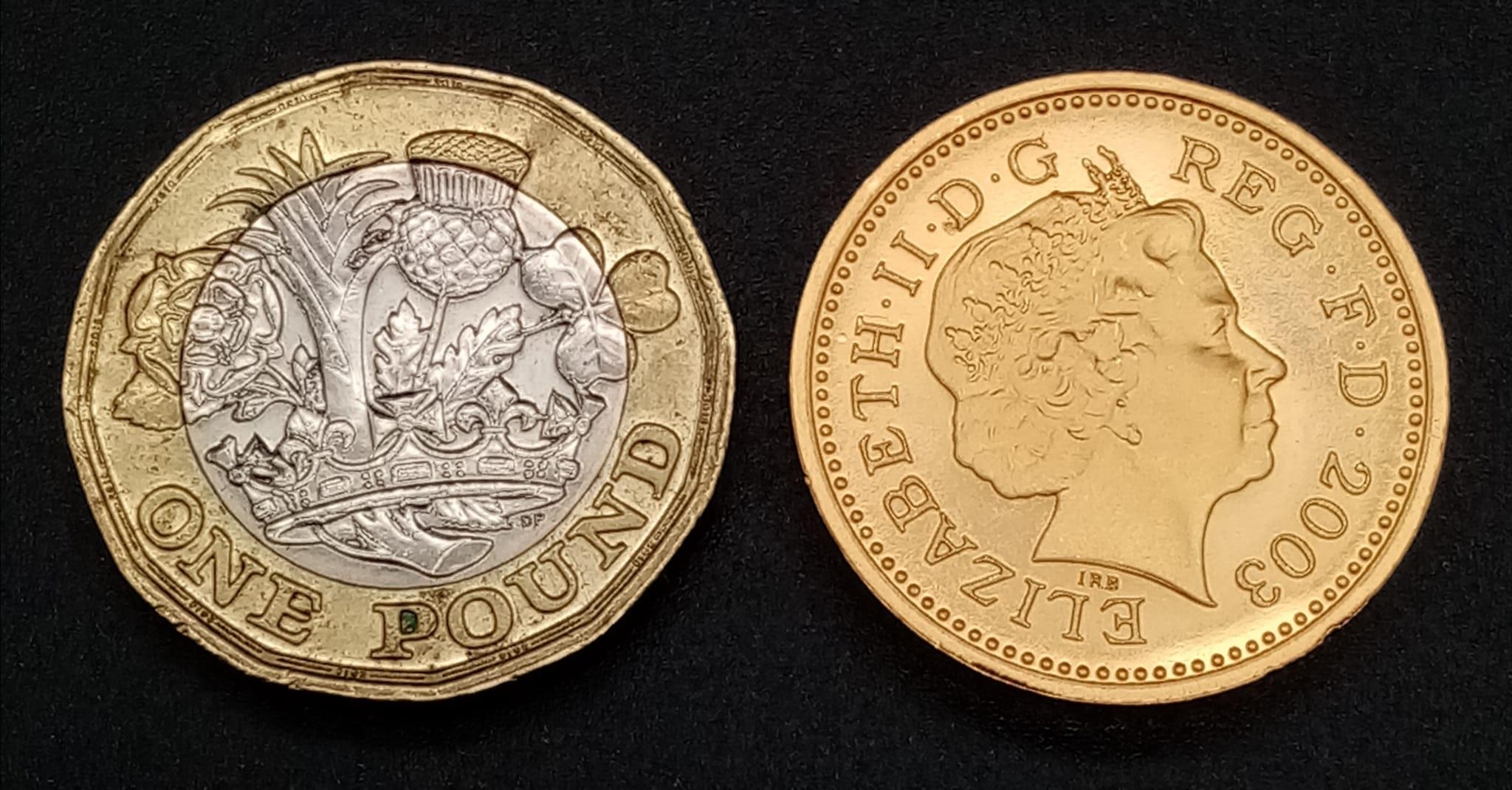 A rare, solid 22 K yellow gold coin PATTERN of £1. Weight: 19 g. - Image 2 of 3