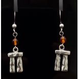 A Pair of 925 Silver National Trust Stonehenge Trilithon Drop Earrings, Length 37mm, Weight 5.23