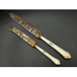 Two Antique German Dinner (steak and general) Knives. Solingen - Zwilling Swerk. Makers mark of J.