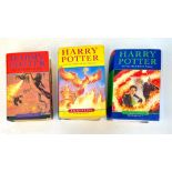 A Parcel of Three Hardback Harry Potter Books, Two First Editions including the Rare Misprint