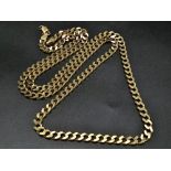 A 9K Yellow Gold Flat Link Curb Necklace. 56cm. 18.3g