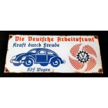 Early 3rd Reich Enamel Sign “The German Labour Front-Strength Through Joy” Advertising the new