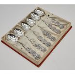 A Set of 6 Silver (835) Chinese Teaspoons For Wealth Health and Happiness. 11cm in length. Total