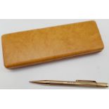 A Vintage 9K Yellow Gold Perfect Point Mechanical Pencil. Machine tooled decoration. 12cm. 23g total