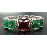 A REAL STATEMENT PIECE OF JEWELLERY, A SENSATIONAL 18K WHITE GOLD BRACELET COVERED IN EMERALDS AND