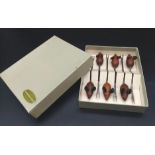 Set of 6 Hors D'oeuvres Forks. Wooden Mouse Handles with Fabric Ears and Red Glass Eyes. Length 11cm