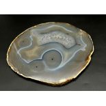 A Circular Cream Grey, Brown and White Large Agate Slice. 17cm diameter.