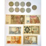 A Parcel of Vintage UK Crowns and Scarce Vintage World Bank Notes Comprising; 9 Royal Crowns Dates 2