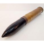 INERT WW1 British 6 Pounder Hotchkiss Cannon Cartridge Shell. The shell with black painted