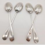 4 SOLID SILVER TEASPOONS DATED 1977 AND SHEFFIELD MADE. 86.4gms