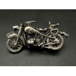 STERLING SILVER MODEL REPLICA MOTORBIKE ORNAMENT IDEAL FOR A DESK OR COLLECTION WITH ARTICULATED