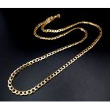 A Vintage 9K Yellow Gold Flat Thin Curb Link Necklace. 45cm. 2.33g
