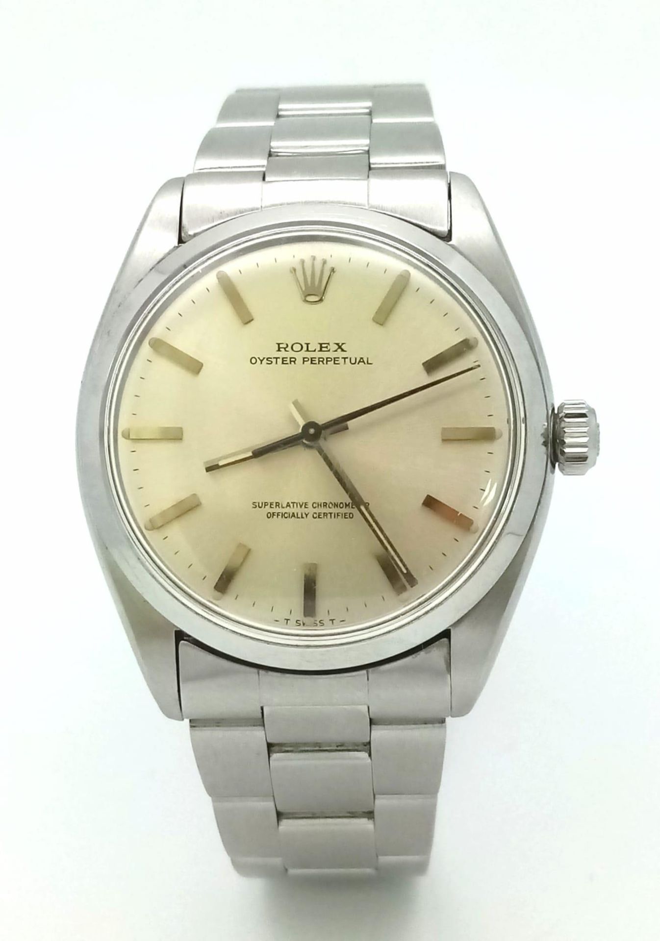 A stainless steel ROLEX Oyster perpetual watch. Case, 34 mm, white wine coloured dial, automatic - Bild 3 aus 8