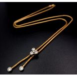 An 18 K yellow gold snake chain necklace with brilliant cut diamonds (0.50 carats), length: 48 cm,