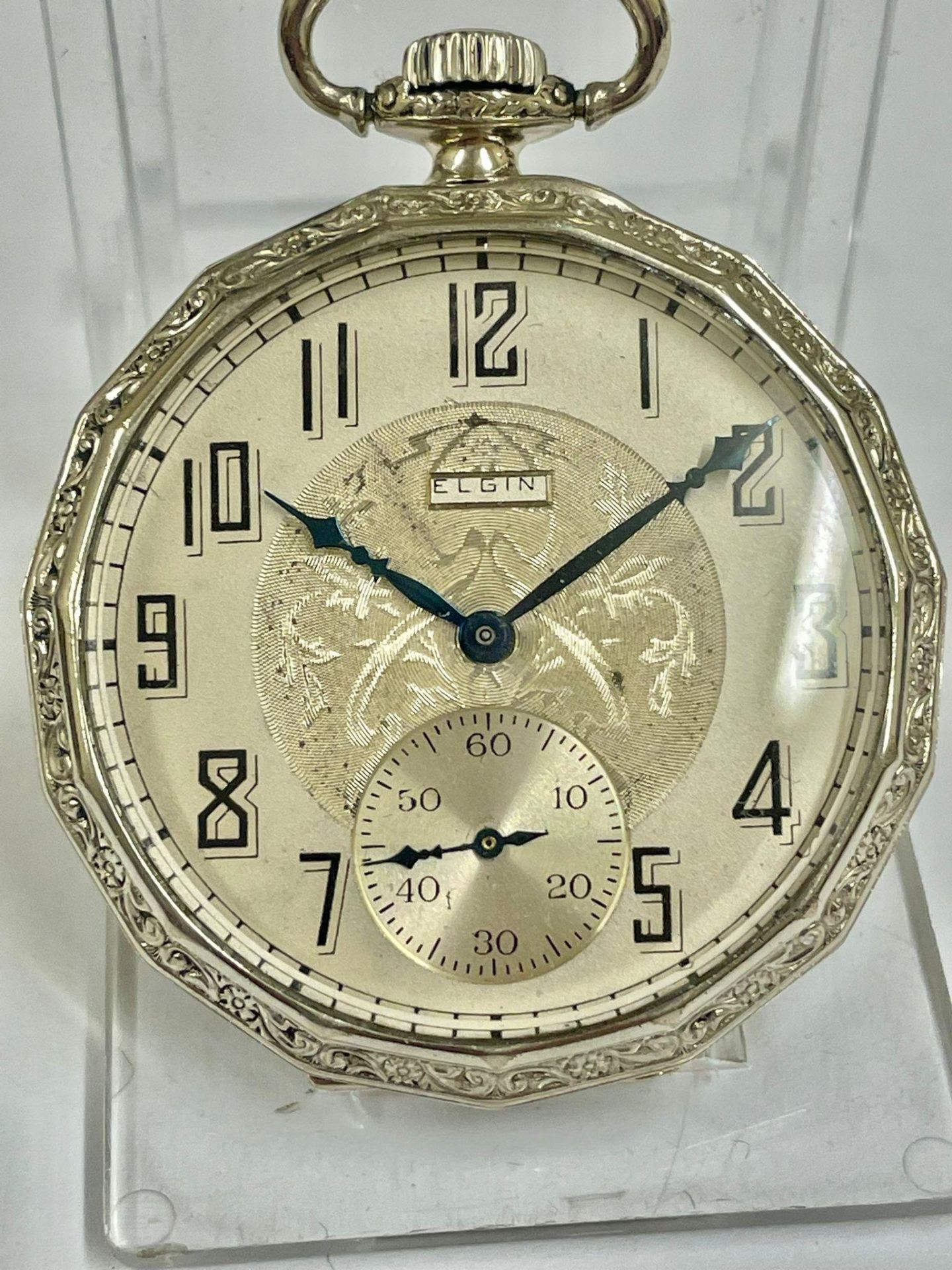 Elgin pocket watch , fancy case ticks but sold as found