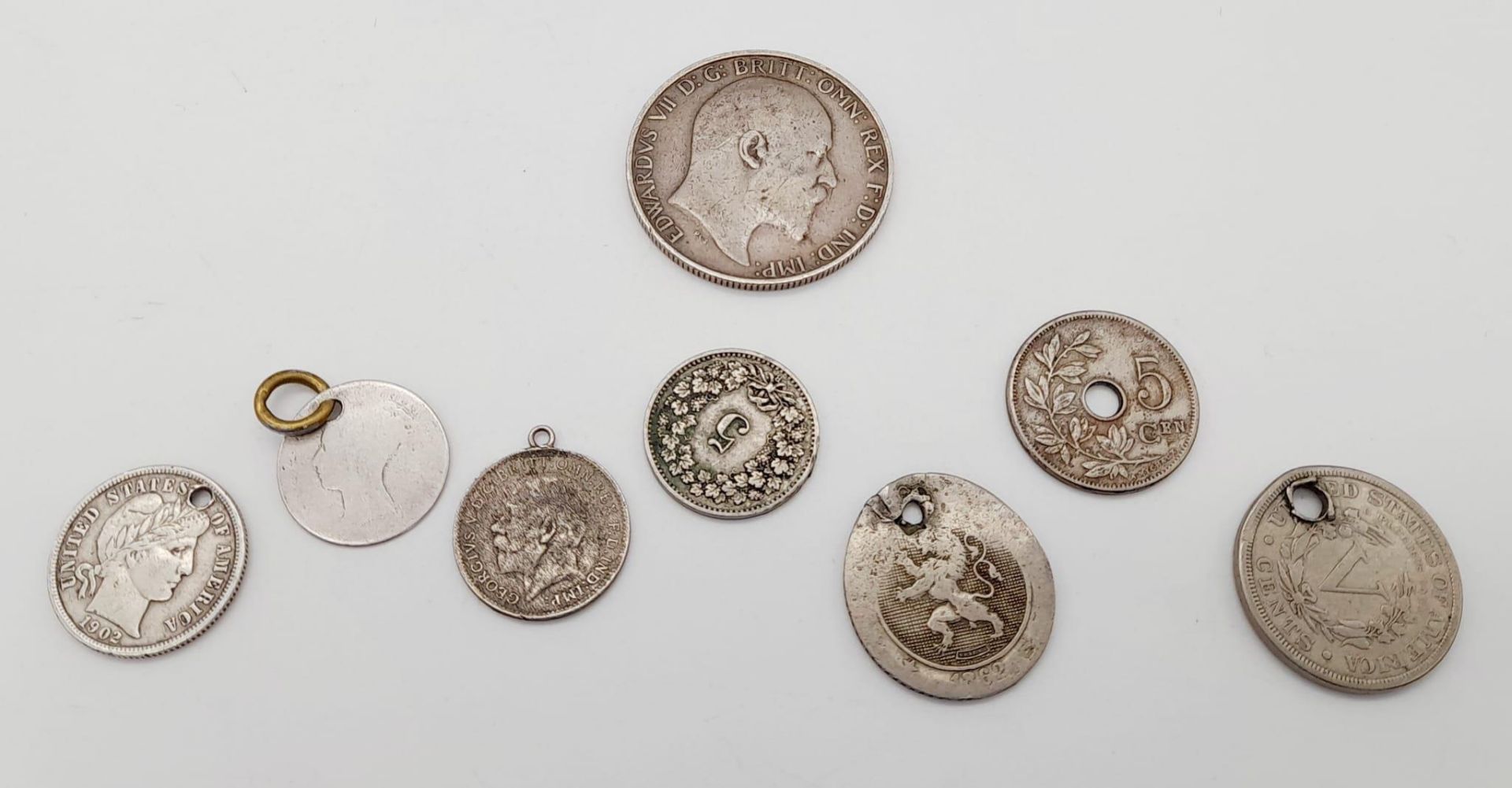 A Parcel of 8 Antique Silver Coins, Five Drilled as Pendants Comprising; 1904 Edward VII Florin - Bild 2 aus 5
