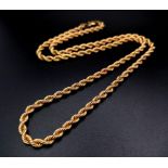 A Vintage 9K Yellow Gold Rope Necklace. 46cm. 4.9g