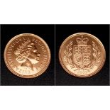 A 2002 Elizabeth II 22k Gold Proof Full Sovereign.