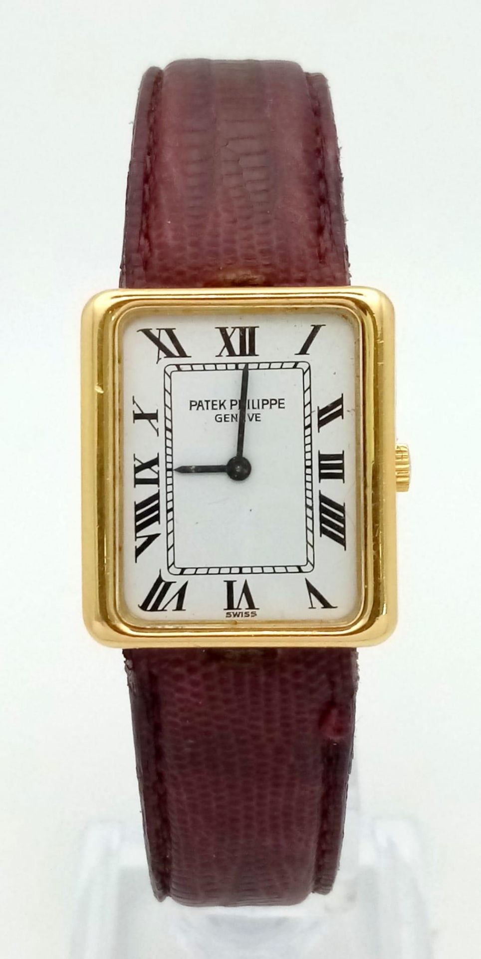 An 18 K yellow gold PATERK PHILIPPE Geneve watch. Case: 25 x 22 mm, white dial with Roman - Bild 3 aus 7