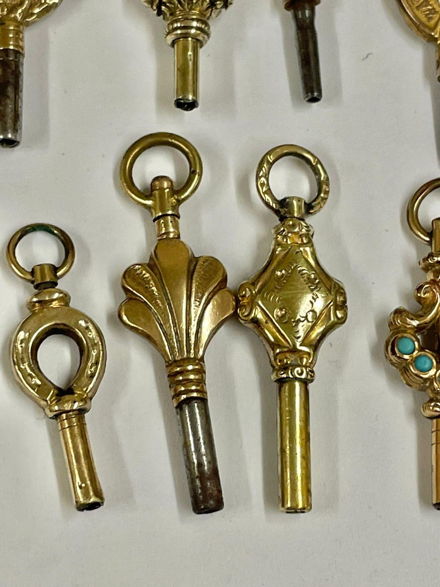 Antique Pocket Watch keys x16 some gold . Serpent head / turquoise etc - Bild 5 aus 5