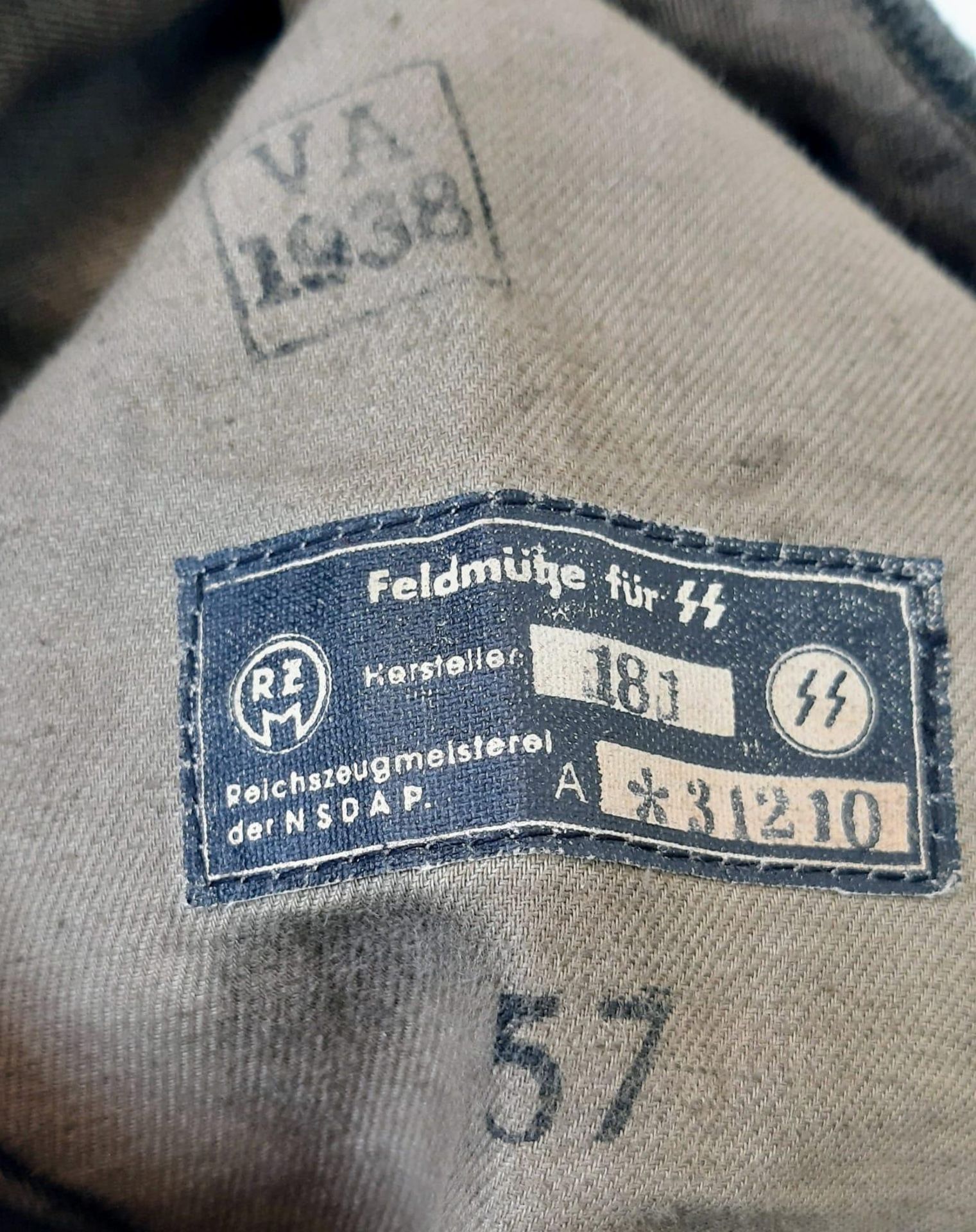 3rd Reich SSVT Side Cap Dated 1938. Amazing condition, considering it has been in a drawer for - Image 6 of 6