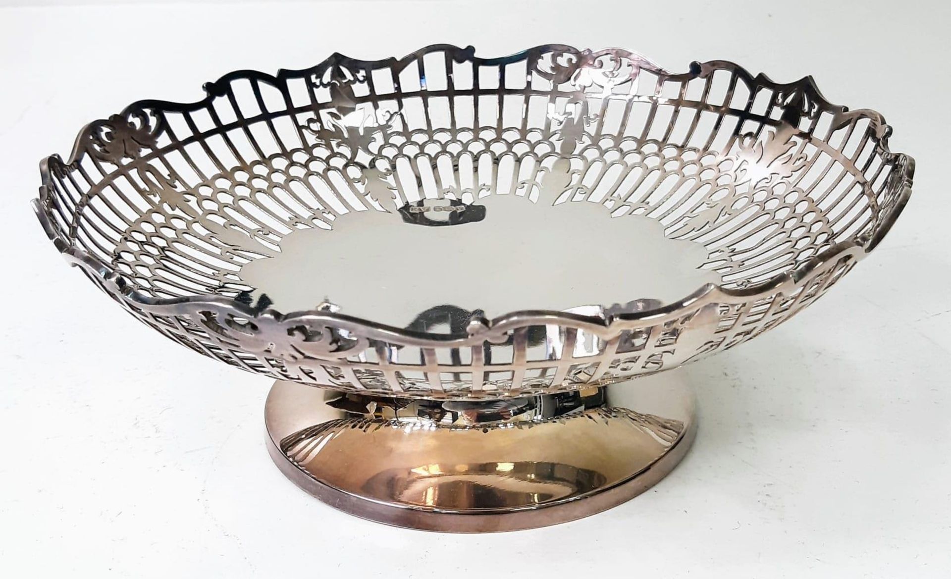 A 1966 Sterling Silver Hand Pierced Decorative Bowl. Hallmarks for Sheffield. Makers mark of Emile