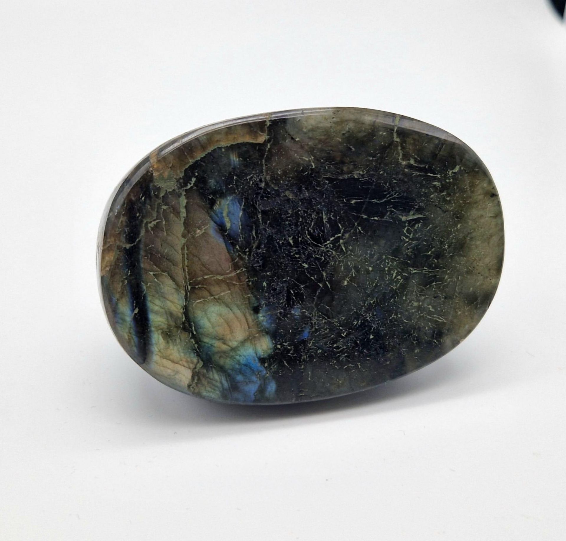 A Huge 1830ct Labradorite Oval Cabochon. Dark green with colour-play. Comes with a GLI certificate - Image 3 of 6