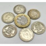 A Parcel of 6 Pre-1947 George VI Silver Six Penny’s Date range 1937-1946. One Extremely Fine with
