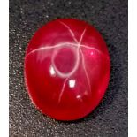 A mesmerising, high quality, STAR RUBY cabochon with a beautiful six ray star, clearly visible