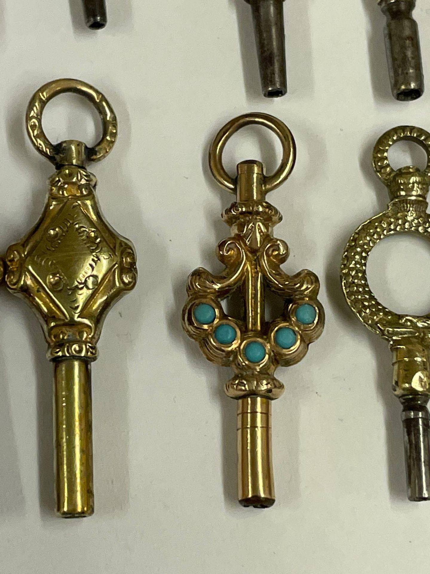 Antique Pocket Watch keys x16 some gold . Serpent head / turquoise etc - Bild 4 aus 5