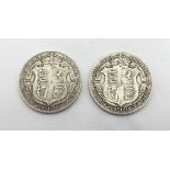 A British 1916 and a 1918 Silver Half Crown Coin. Please see photos for conditions.