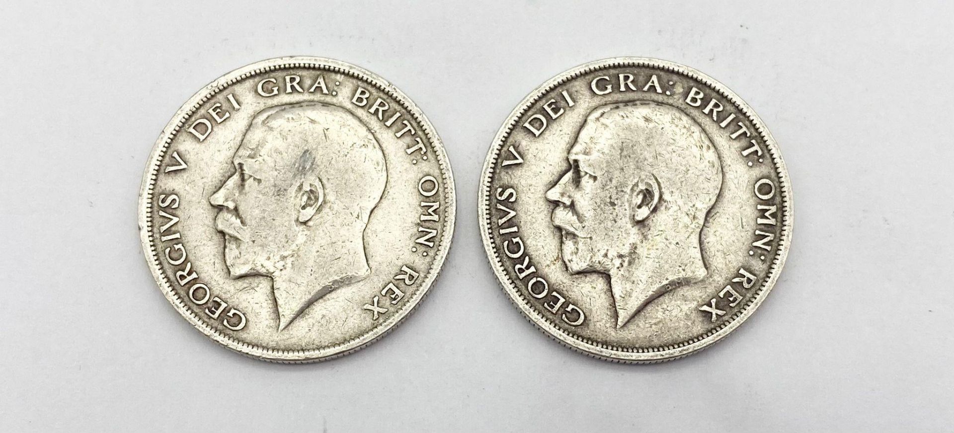 A British 1916 and a 1918 Silver Half Crown Coin. Please see photos for conditions. - Bild 2 aus 2