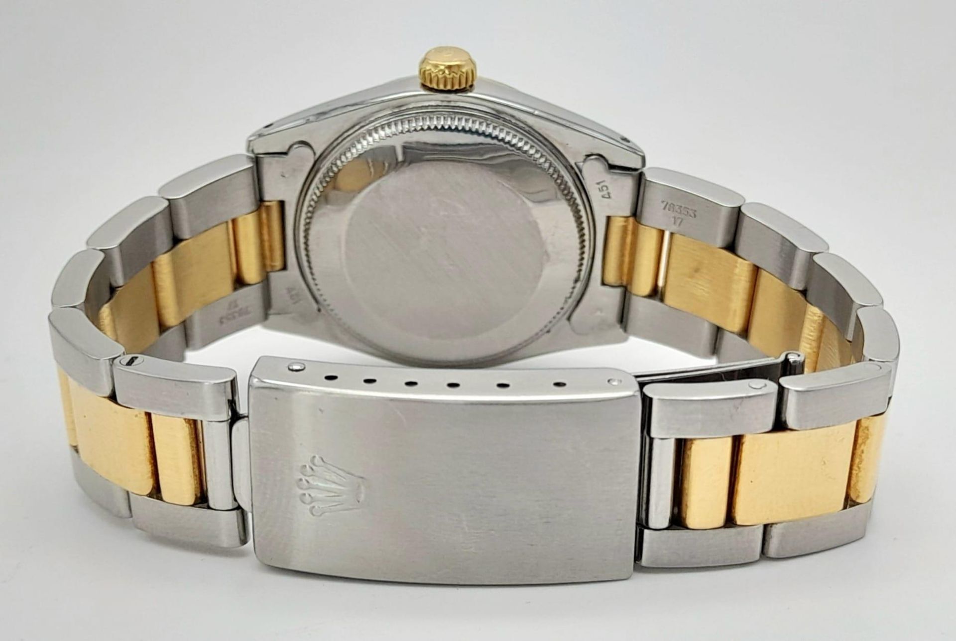 A bimetal ROLEX OYSTER PERPETUAL DATEJUST watch. Stainless steel case 31 mm, 18 K yellow gold - Bild 5 aus 7