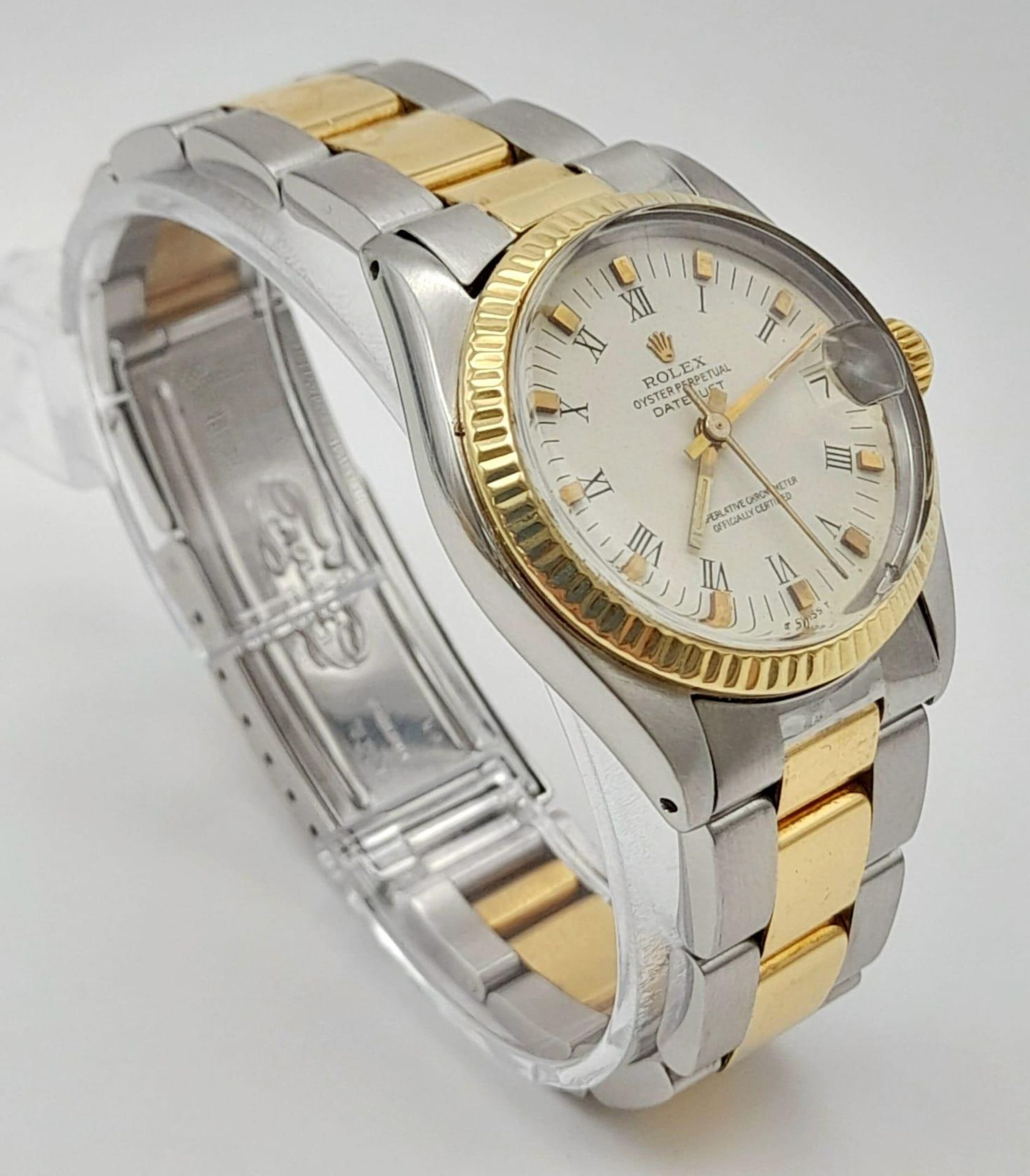 A bimetal ROLEX OYSTER PERPETUAL DATEJUST watch. Stainless steel case 31 mm, 18 K yellow gold - Bild 3 aus 7