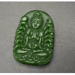 A Chinese Green Jade Buddha Pendant. 4.5cm