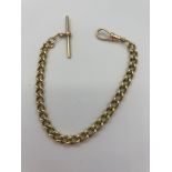 9 carat GOLD ‘T’ bar FOB CHAIN with every link stamped for 375 GOLD. 17.58 grams. 8.5” (21cm).