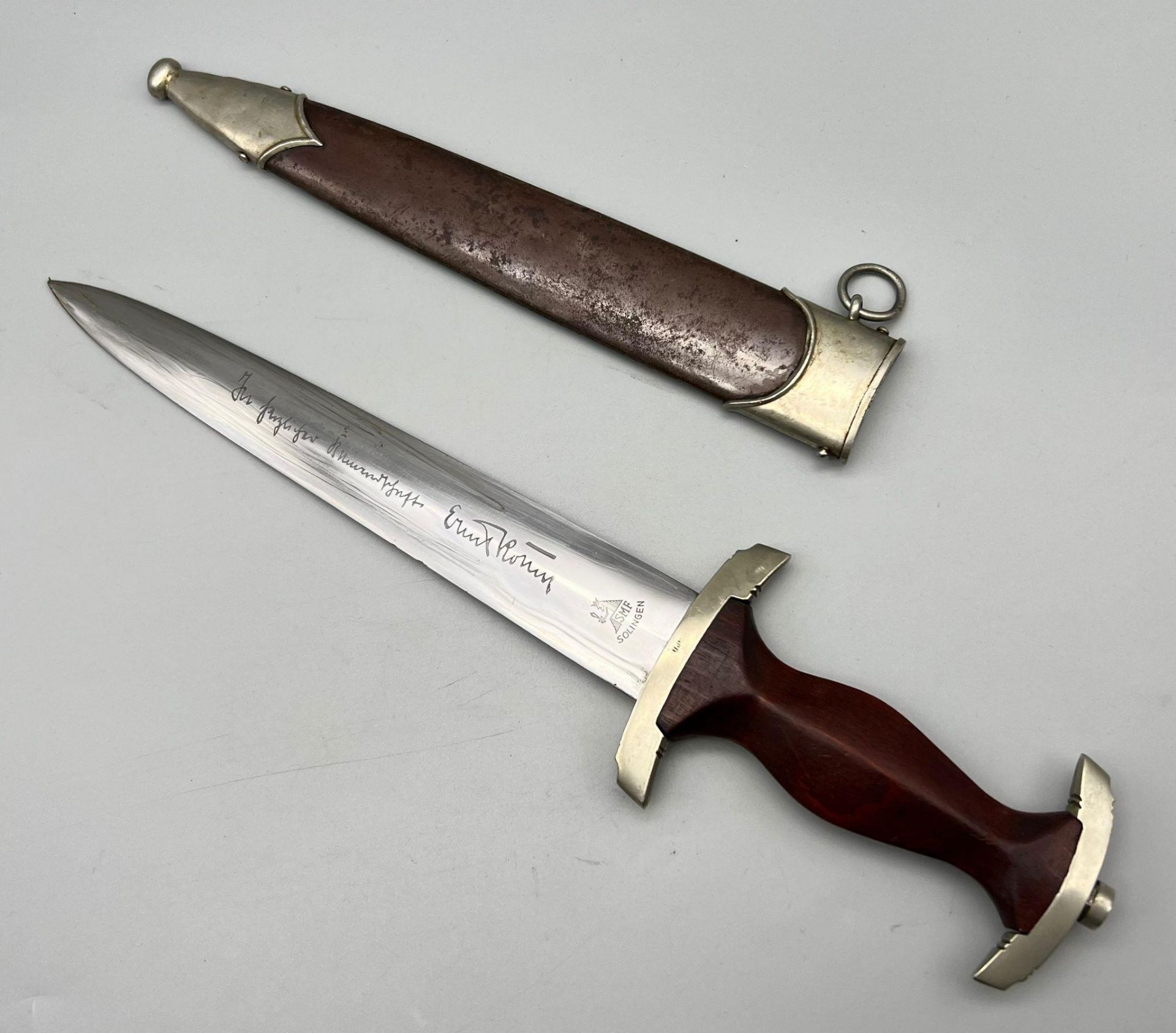 3rd Reich Niederrhein District S.A Dagger with full Rohm inscription. Maker Solinger Metall - Bild 2 aus 7