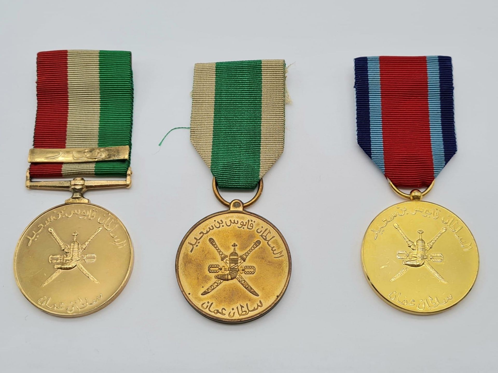 Group of three campaign medals awarded by Sultan Qaboos of Oman to British service personnel who