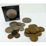 A parcel of old British coins including two commemorative coins.