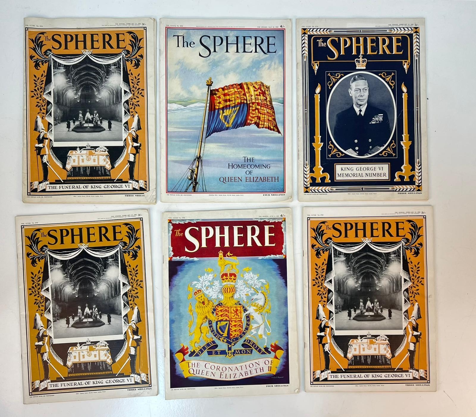 Six Original Copies of The Sphere Illustrated Newspaper. To include: 3 x Copies of the Funeral of